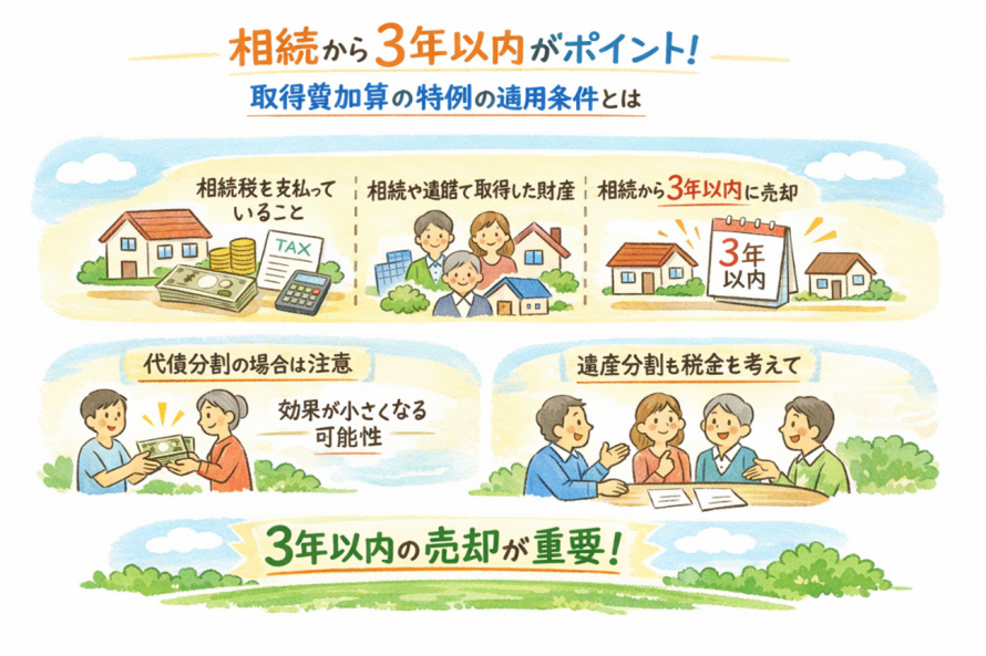 相続から3年以内がポイント！取得費加算の特例の適用条件とは